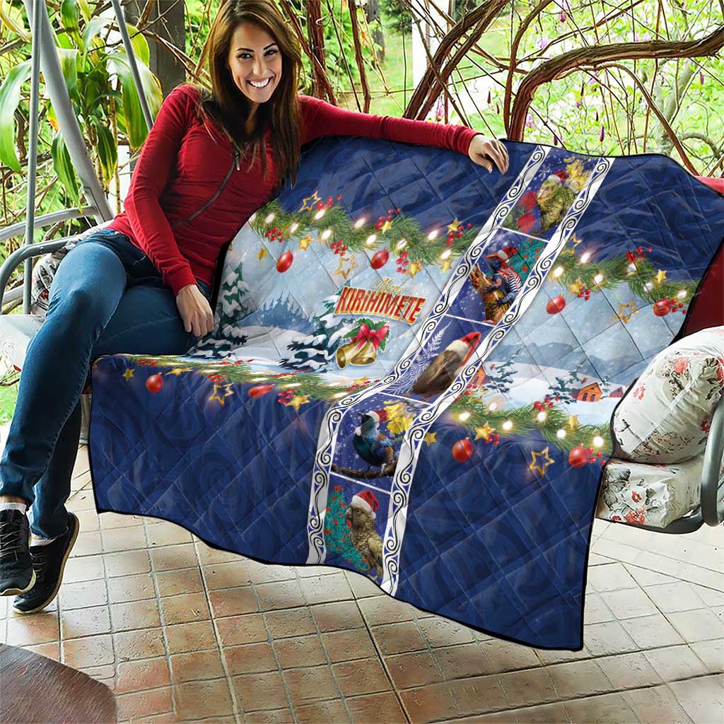 New Zealand Merry Christmas Quilt Maori Animals, Koru Tattoo - Blue Xmas Style LT03 - Polynesian Pride