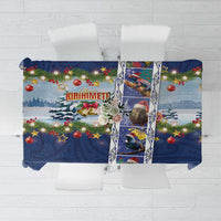 New Zealand Merry Christmas Tablecloth Maori Animals, Koru Tattoo - Blue Xmas Style LT03 Blue - Polynesian Pride