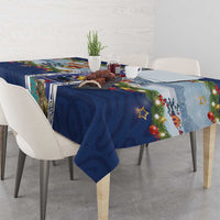 New Zealand Merry Christmas Tablecloth Maori Animals, Koru Tattoo - Blue Xmas Style LT03 - Polynesian Pride