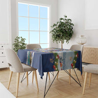New Zealand Merry Christmas Tablecloth Maori Animals, Koru Tattoo - Blue Xmas Style LT03 - Polynesian Pride