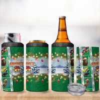 New Zealand Merry Christmas 4 in 1 Can Cooler Tumbler Maori Animals Xmas Style and Koru Tattoo Green Color