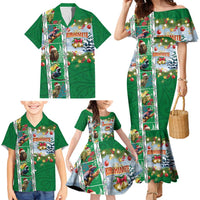 New Zealand Merry Christmas Family Matching Mermaid Dress and Hawaiian Shirt Maori Animals, Koru Tattoo - Green Xmas Style LT03 - Polynesian Pride