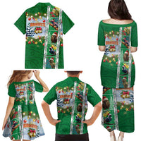 New Zealand Merry Christmas Family Matching Puletasi and Hawaiian Shirt Maori Animals, Koru Tattoo - Green Xmas Style LT03 - Polynesian Pride