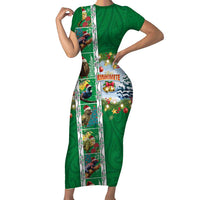 New Zealand Merry Christmas Family Matching Short Sleeve Bodycon Dress and Hawaiian Shirt Maori Animals, Koru Tattoo - Green Xmas Style LT03 Mom's Dress Green - Polynesian Pride