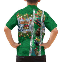 New Zealand Merry Christmas Family Matching Summer Maxi Dress and Hawaiian Shirt Maori Animals, Koru Tattoo - Green Xmas Style LT03 - Polynesian Pride