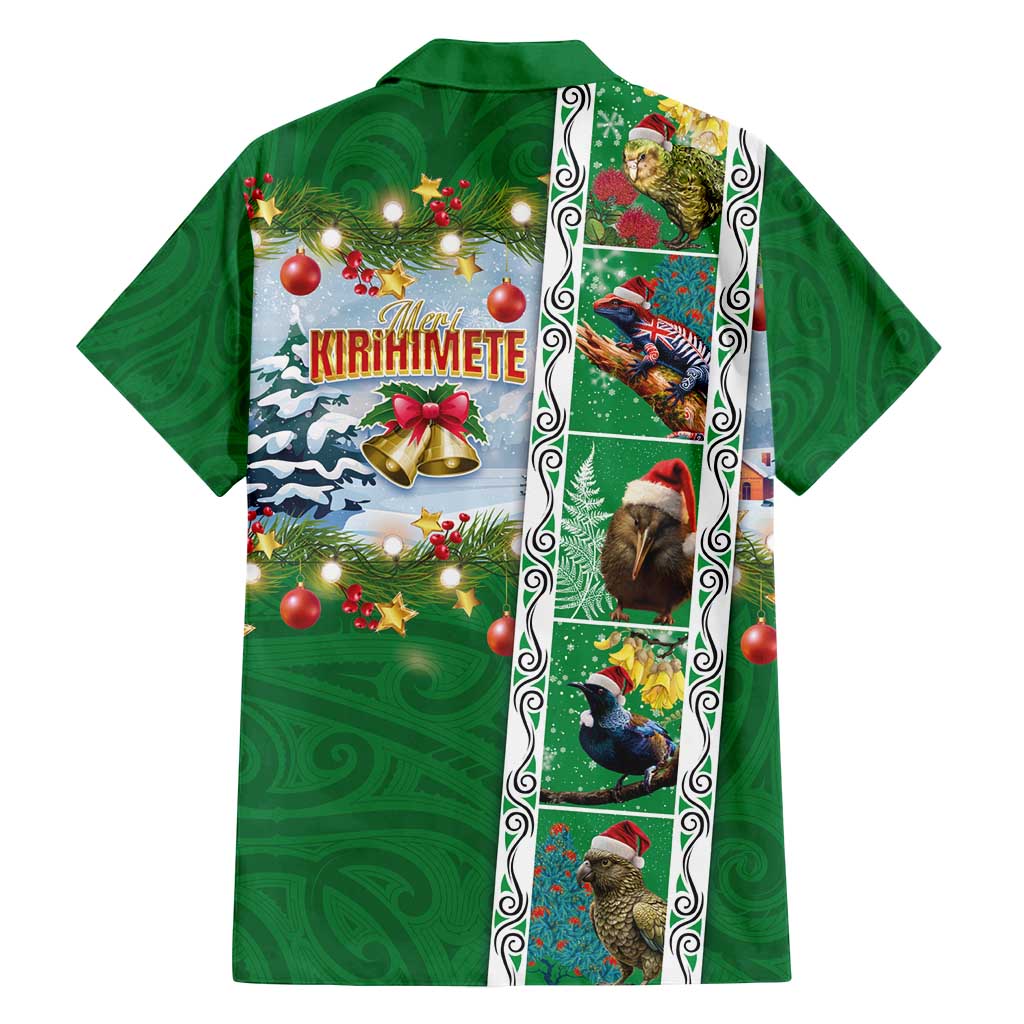 New Zealand Merry Christmas Family Matching Tank Maxi Dress and Hawaiian Shirt Maori Animals, Koru Tattoo - Green Xmas Style LT03 - Polynesian Pride