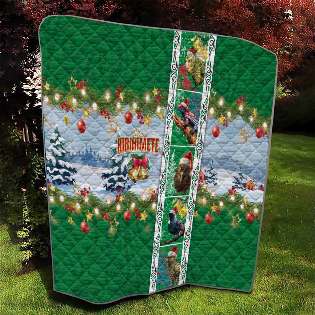 New Zealand Merry Christmas Quilt Maori Animals, Koru Tattoo - Green Xmas Style LT03 - Polynesian Pride