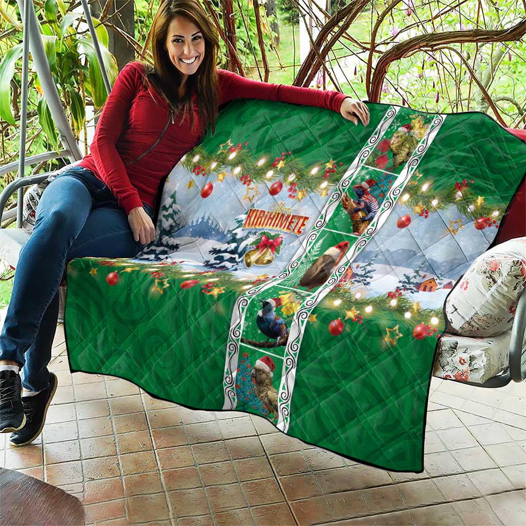 New Zealand Merry Christmas Quilt Maori Animals, Koru Tattoo - Green Xmas Style LT03 - Polynesian Pride