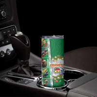 New Zealand Merry Christmas Skinny Tumbler Maori Animals Xmas Style and Koru Tattoo Green Color LT03 - Polynesian Pride