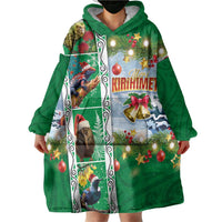 New Zealand Merry Christmas Wearable Blanket Hoodie Maori Animals, Koru Tattoo - Green Xmas Style LT03 - Polynesian Pride