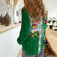 New Zealand Merry Christmas Women Casual Shirt Maori Animals, Koru Tattoo - Green Xmas Style LT03 - Polynesian Pride