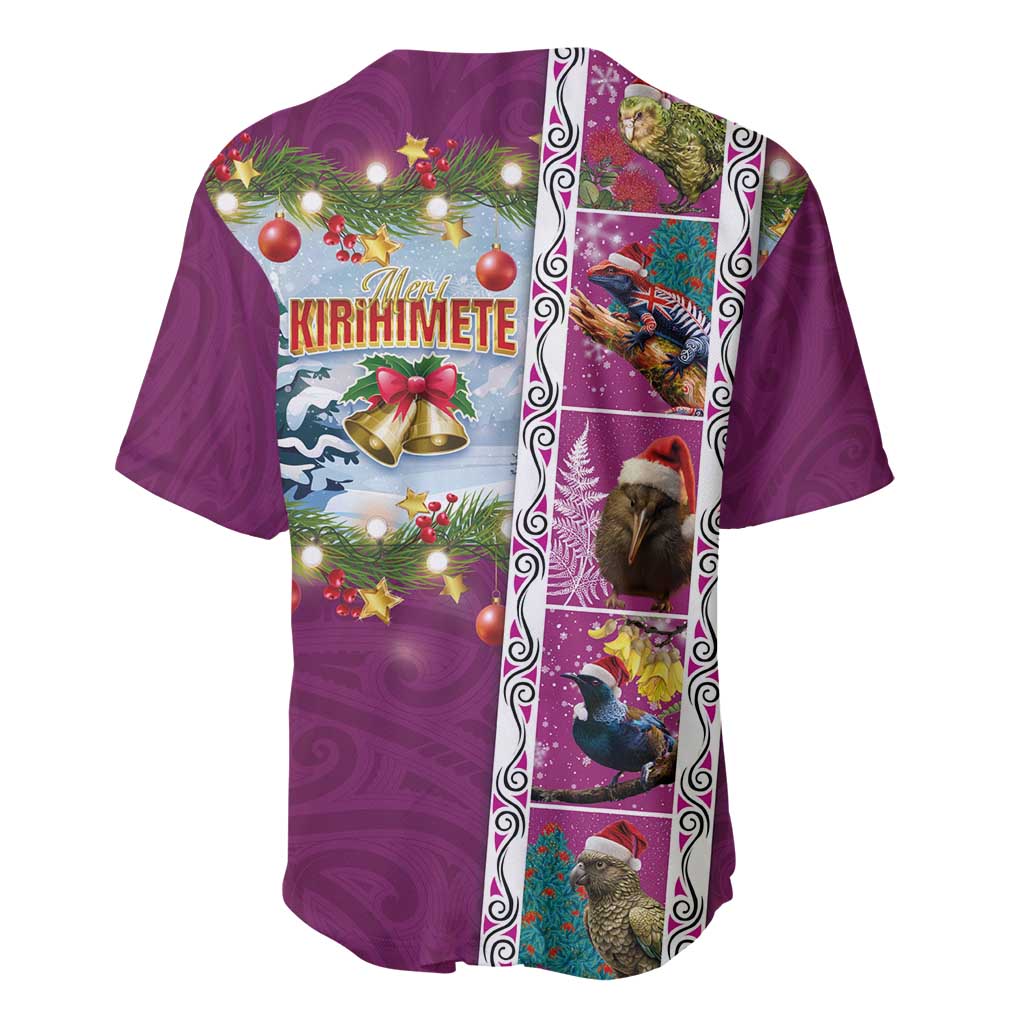 New Zealand Merry Christmas Baseball Jersey Maori Animals, Koru Tattoo - Pink Xmas Style LT03 - Polynesian Pride