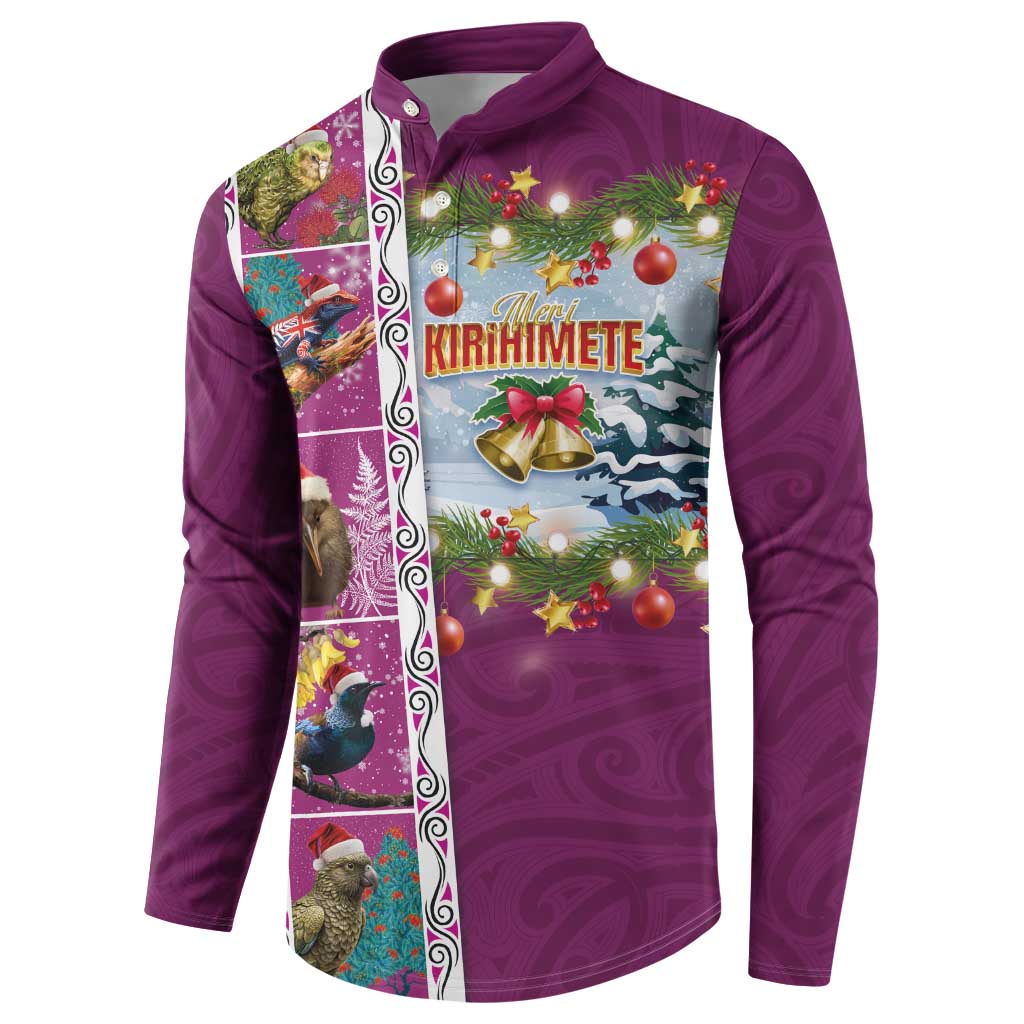 New Zealand Merry Christmas Button Sweatshirt Maori Animals, Koru Tattoo - Pink Xmas Style LT03 - Polynesian Pride