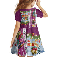 New Zealand Merry Christmas Family Matching Off Shoulder Maxi Dress and Hawaiian Shirt Maori Animals, Koru Tattoo - Pink Xmas Style LT03 - Polynesian Pride