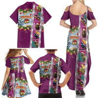 New Zealand Merry Christmas Family Matching Summer Maxi Dress and Hawaiian Shirt Maori Animals, Koru Tattoo - Pink Xmas Style LT03 - Polynesian Pride