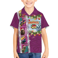 New Zealand Merry Christmas Family Matching Summer Maxi Dress and Hawaiian Shirt Maori Animals, Koru Tattoo - Pink Xmas Style LT03 Son's Shirt Pink - Polynesian Pride