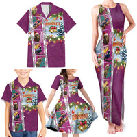 New Zealand Merry Christmas Family Matching Tank Maxi Dress and Hawaiian Shirt Maori Animals, Koru Tattoo - Pink Xmas Style LT03 - Polynesian Pride