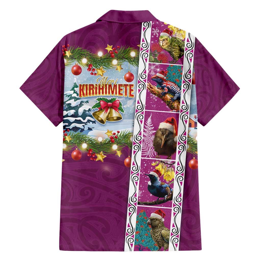 New Zealand Merry Christmas Family Matching Tank Maxi Dress and Hawaiian Shirt Maori Animals, Koru Tattoo - Pink Xmas Style LT03 - Polynesian Pride