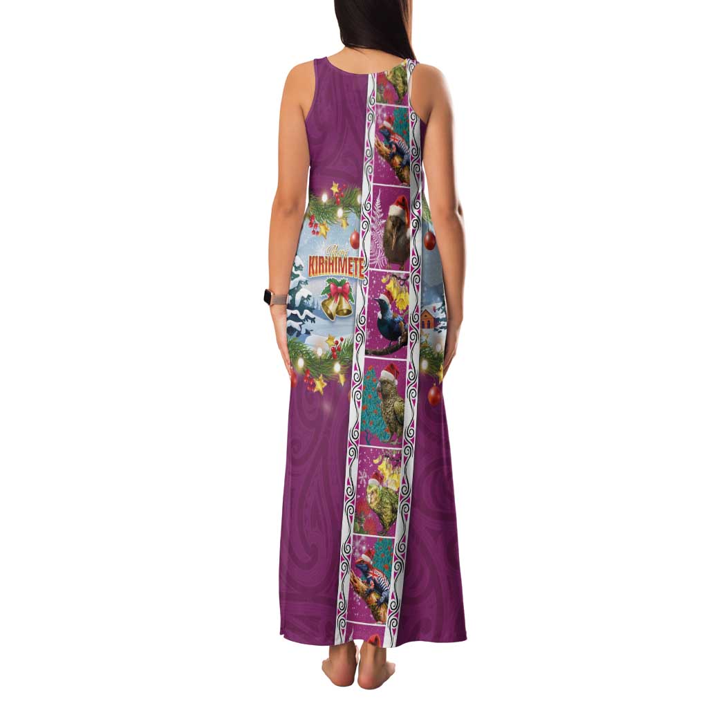 New Zealand Merry Christmas Family Matching Tank Maxi Dress and Hawaiian Shirt Maori Animals, Koru Tattoo - Pink Xmas Style LT03 - Polynesian Pride