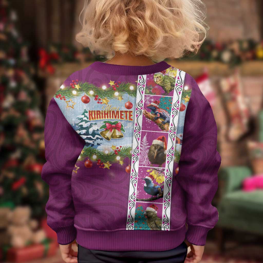 New Zealand Merry Christmas Kid Ugly Christmas Sweater Maori Animals, Koru Tattoo - Pink Xmas Style