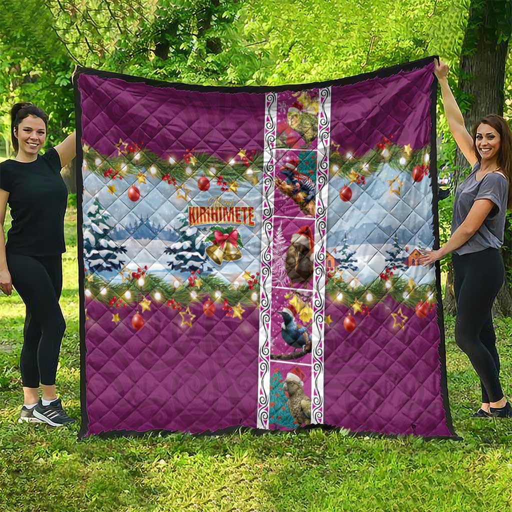 New Zealand Merry Christmas Quilt Maori Animals, Koru Tattoo - Pink Xmas Style LT03 - Polynesian Pride