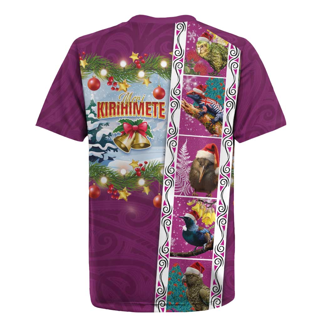 New Zealand Merry Christmas Rugby Jersey Maori Animals, Koru Tattoo - Pink Xmas Style LT03 - Polynesian Pride