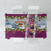 New Zealand Merry Christmas Tablecloth Maori Animals, Koru Tattoo - Pink Xmas Style LT03 Pink - Polynesian Pride
