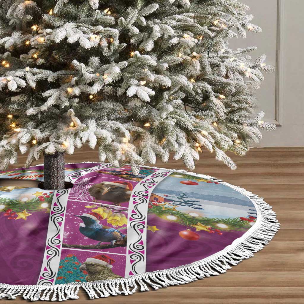 New Zealand Merry Christmas Tree Skirt Maori Animals, Koru Tattoo - Pink Xmas Style LT03 - Polynesian Pride
