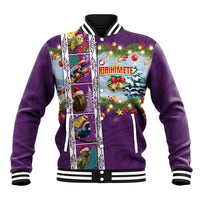 New Zealand Merry Christmas Baseball Jacket Maori Animals, Koru Tattoo - Purple Xmas Style LT03 Unisex Purple - Polynesian Pride