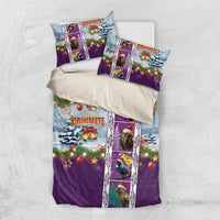 New Zealand Merry Christmas Bedding Set Maori Animals, Koru Tattoo - Purple Xmas Style