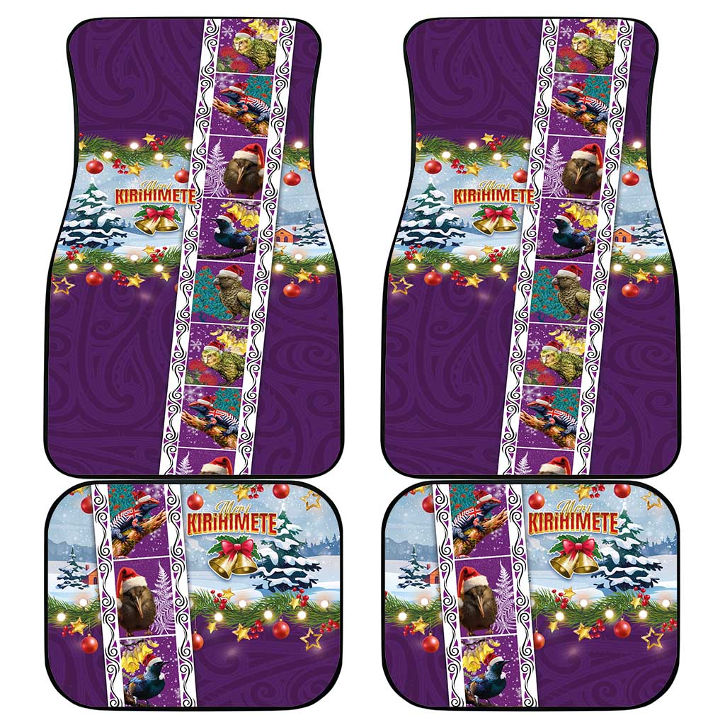 New Zealand Merry Christmas Car Mats Maori Animals, Koru Tattoo - Purple Xmas Style