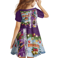 New Zealand Merry Christmas Family Matching Off The Shoulder Long Sleeve Dress and Hawaiian Shirt Maori Animals, Koru Tattoo - Purple Xmas Style