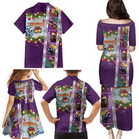 New Zealand Merry Christmas Family Matching Puletasi and Hawaiian Shirt Maori Animals, Koru Tattoo - Purple Xmas Style LT03 - Polynesian Pride