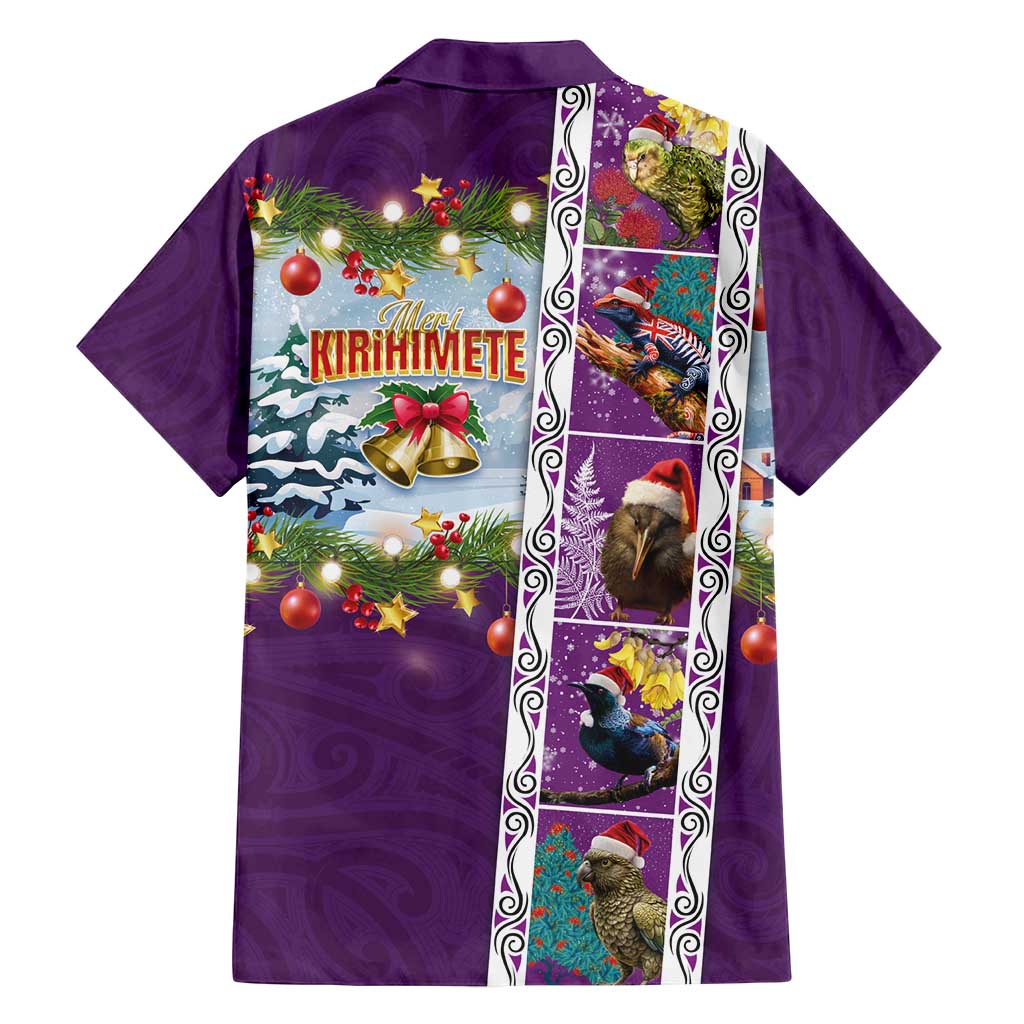 New Zealand Merry Christmas Family Matching Tank Maxi Dress and Hawaiian Shirt Maori Animals, Koru Tattoo - Purple Xmas Style LT03 - Polynesian Pride