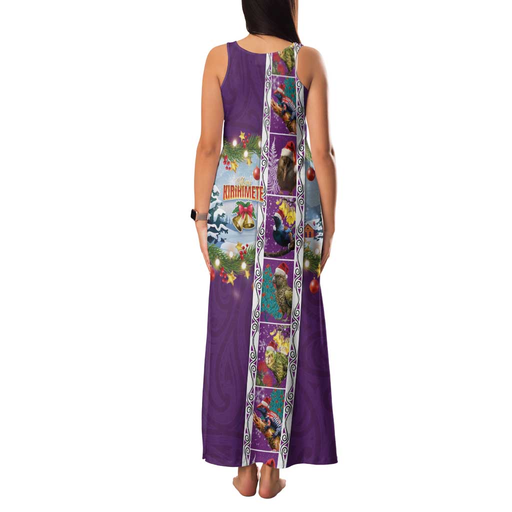 New Zealand Merry Christmas Family Matching Tank Maxi Dress and Hawaiian Shirt Maori Animals, Koru Tattoo - Purple Xmas Style LT03 - Polynesian Pride