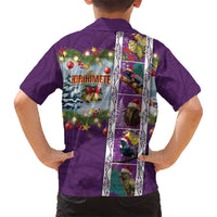 New Zealand Merry Christmas Kid Hawaiian Shirt Maori Animals, Koru Tattoo - Purple Xmas Style LT03 - Polynesian Pride