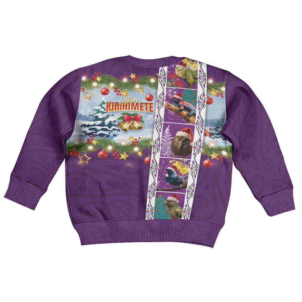 New Zealand Merry Christmas Kid Ugly Christmas Sweater Maori Animals, Koru Tattoo - Purple Xmas Style LT03 - Polynesian Pride