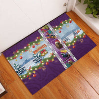 New Zealand Merry Christmas Rubber Doormat Maori Animals, Koru Tattoo - Purple Xmas Style LT03 - Polynesian Pride