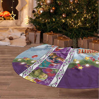 New Zealand Merry Christmas Tree Skirt Maori Animals, Koru Tattoo - Purple Xmas Style LT03 - Polynesian Pride