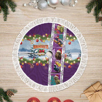 New Zealand Merry Christmas Tree Skirt Maori Animals, Koru Tattoo - Purple Xmas Style LT03 Fringed Purple - Polynesian Pride
