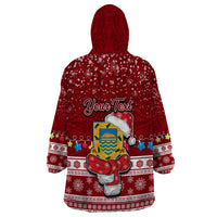 Personalised Tuvalu Christmas Wearable Blanket Hoodie Snowman and Tuvalu Coat of Arms Maori Tribal Xmas Style LT03 - Polynesian Pride