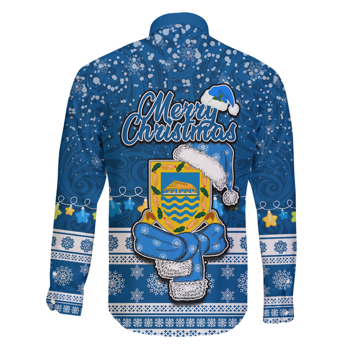 Tuvalu Christmas Family Matching Puletasi Dress and Hawaiian Shirt Snowman Hugs Tuvalu Coat of Arms Maori Pattern Blue Style LT03 - Polynesian Pride