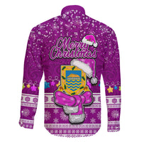 Tuvalu Christmas Family Matching Off Shoulder Maxi Dress and Hawaiian Shirt Snowman Hugs Tuvalu Coat of Arms Maori Pattern Pink Style LT03 - Polynesian Pride