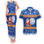 Marshall Islands Christmas Couples Matching Tank Maxi Dress and Hawaiian Shirt Santa Claus and Coat of Arms Mix Polynesian Xmas Style LT03 Blue - Polynesian Pride