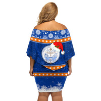 Marshall Islands Christmas Family Matching Off Shoulder Short Dress and Hawaiian Shirt Santa Claus and Coat of Arms Mix Polynesian Xmas Style LT03 - Polynesian Pride