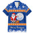 Marshall Islands Christmas Family Matching Puletasi Dress and Hawaiian Shirt Santa Claus and Coat of Arms Mix Polynesian Xmas Style LT03 Dad's Shirt - Short Sleeve Blue - Polynesian Pride