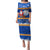 Marshall Islands Christmas Family Matching Puletasi Dress and Hawaiian Shirt Santa Claus and Coat of Arms Mix Polynesian Xmas Style LT03 Mom's Dress Blue - Polynesian Pride