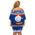 Marshall Islands Christmas Off Shoulder Short Dress Santa Claus and Coat of Arms Mix Polynesian Xmas Style LT03 - Polynesian Pride