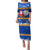 Marshall Islands Christmas Puletasi Santa Claus and Coat of Arms Mix Polynesian Xmas Style LT03 Long Dress Blue - Polynesian Pride