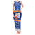 Marshall Islands Christmas Tank Maxi Dress Santa Claus and Coat of Arms Mix Polynesian Xmas Style LT03 Women Blue - Polynesian Pride